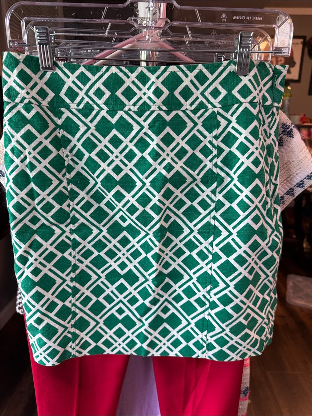 Banana Republic Emerald Green and White Geometric Mini Skirt